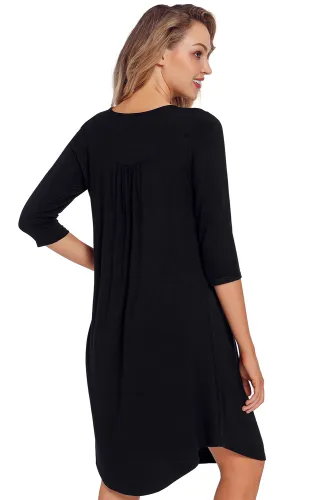 Black Quarter Sleeve Casual Tunic Dress