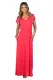 Rosy Red Crisscross V Neck Short Sleeve Maxi Jersey Dress