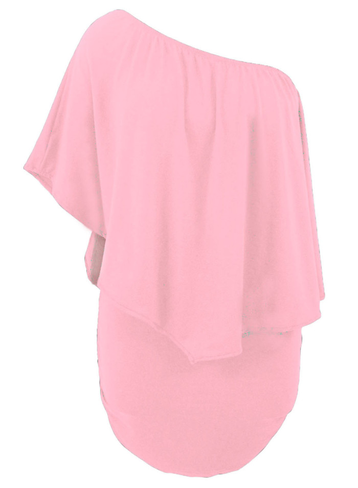 Multiple Dressing Layered Pink Mini Poncho Dress
