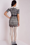 Black Lace Overlay Sheer Mesh Extension Maxi Dress