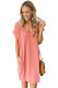 Pink V Neck Cuffed T-shirt Dress