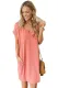 Pink V Neck Cuffed T-shirt Dress