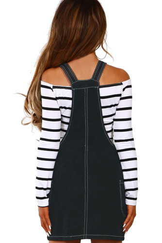Black Stretch Denim Mini Jumper Dress