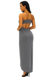 Charcoal Draped Hollow-out Maxi Dress
