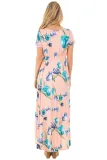 Pink Grounding Petals Print Boho Maxi Dress