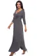 Gray Surplice Neck High Waist Pleated Pocket Maxi Dress