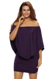 Multiple Dressing Layered Purple Mini Poncho Dress