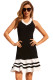 Black White Cute Ruffle Hem Mini Dress