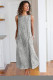Gray Crew Neck Striped Shift Daily Dress