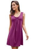 Rose Flowy Knot Detail Mini Dress