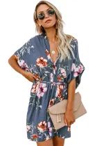 Blue Chrysanthemum Kimono Dress
