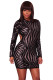 Black Sequin Detail Open Back Party Mini Dress
