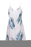 Light Tropical Palm Print Short Dress