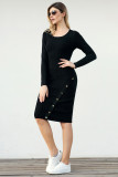Black Button Detail Sweater Dress