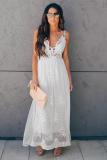 Lace Mixed Fabric Maxi Dress