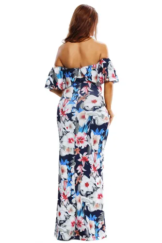 Floral Print Off-the-shoulder Maxi Dress