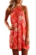 Orange Floral Print Sleeveless Mini Dress