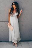 Lace Mixed Fabric Maxi Dress