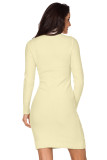 Apricot Cable Knit High Neck Sweater Dress