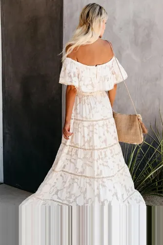 Above The Clouds Off The Shoulder Maxi Dress