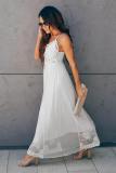Lace Mixed Fabric Maxi Dress