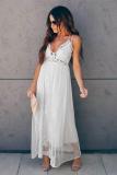 Lace Mixed Fabric Maxi Dress