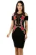 Mesh Combine Embroidered Rose Cold Shoulder Bodycon Dress