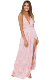 Pink Daring Open Back Glittering Party Dress