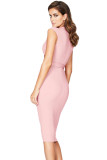 Pink Cross Wrap Cut Out Bodycon Midi Dress