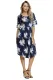 Navy Floral Print Layered Bell Sleeve Dress