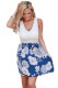 Lace Tank Blue Floral Print Skirt Skater Dress