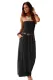 Black Strapless Bodice Empire Waist Maxi Dress