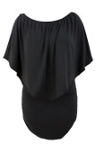 Multiple Dressing Layered Black Mini Poncho Dress