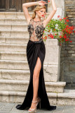 Embroidered Mesh Wrap Maxi Dress