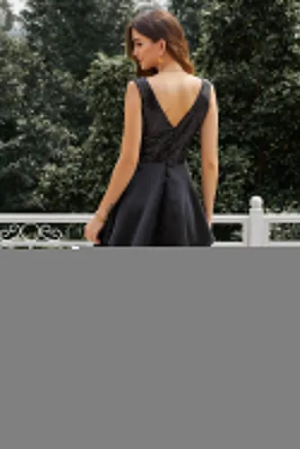 Heart Broken Black Gold Sequin Multi Layer Skater Dress