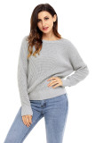 Gray Cross Back Hollow-out Sweater