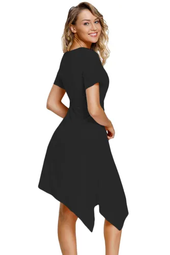 Black Twist Front Jersey Midi Dress