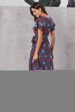 Multicolor V-Neck Beach Resort Printed Dress