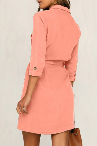 Orange Seeker Belted Shirt Dress