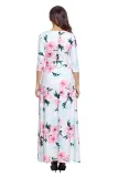 White Floral Print Wrapped Long Boho Dress
