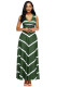 Olive V Neck Cut out Back Printed Maxi Dress