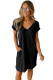 Black V Neck Cuffed T-shirt Dress