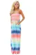 Multi Tie Dye Strapless Maxi Boho Dress