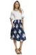 White Top Flora Skirt Layered Bell Sleeve Dress