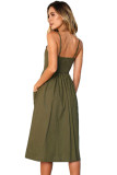 Olive Buttoned Fit-and-flare Daily Dress