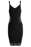 Black Grid Cut-out Bandage Dress