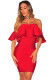 Hot Red Ruffle Off Shoulder Bandage Dress