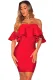 Hot Red Ruffle Off Shoulder Bandage Dress