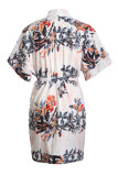 Multicolor Chrysanthemum Kimono Dress