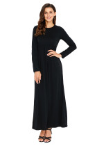 Black Long Sleeve High Waist Maxi Jersey Dress